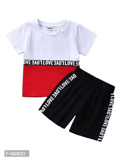 Lofn Stylish White Red Kids Clothing Tshirt And Nikker Set 2-3 Year