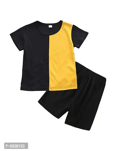 Lofn Stylish Black Mustard Kids Clothing Tshirt And Nikker Set 3-4 Year-thumb0