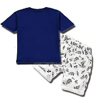 Attis Boys and Girls Kids Cotton Stylish Tshirt & Pant Kids Clothing Set (KDST2,4-5 Years,Navy Blue-White)-thumb1
