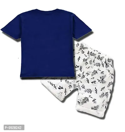 Attis Boys and Girls Kids Cotton Stylish Tshirt & Pant Kids Clothing Set (KDST2,4-5 Years,Navy Blue-White)-thumb2