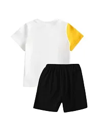 Lofn Stylish White Black Mustard Kids Clothing Tshirt And Nikker Set 4-5 Year-thumb1