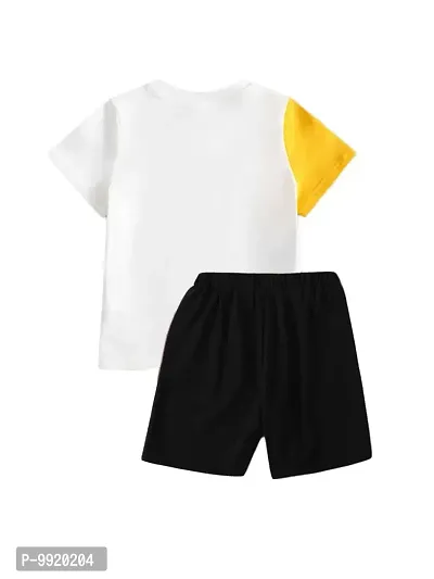 Lofn Stylish White Black Mustard Kids Clothing Tshirt And Nikker Set 4-5 Year-thumb2