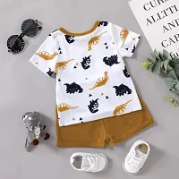 Stylish White Cotton T-Shirts With Shorts Clothing Set For Boys-thumb1