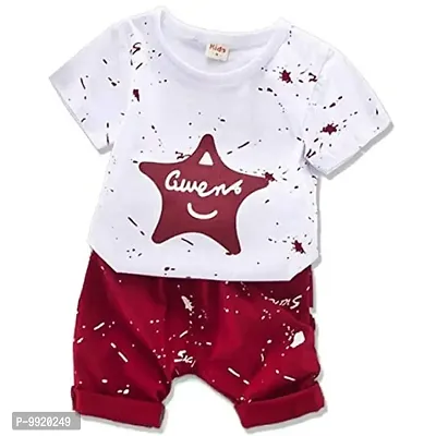 Attis Baby Boy's and Baby Girl's Cotton T-shirt and Pant Clothing Set (White, 1-2 Years)