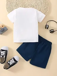 Stylish Navy Blue Cotton T-Shirts With Shorts Clothing Set For Boys-thumb1