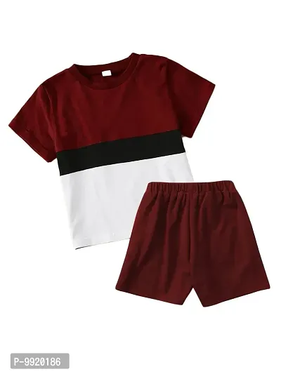 Lofn Stylish Maroon Kids Clothing Tshirt And Nikker Set 4-5 Year-thumb0