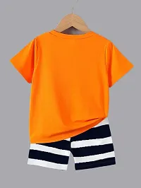 Stylish Orange Cotton T-Shirts With Shorts Clothing Set For Boys-thumb1