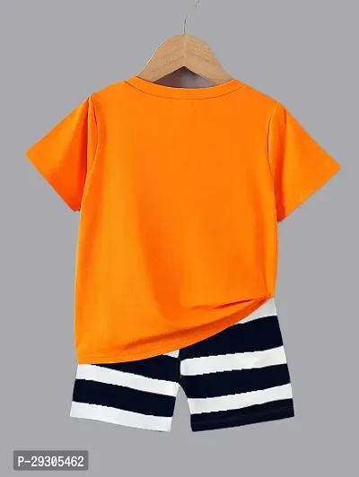 Stylish Orange Cotton T-Shirts With Shorts Clothing Set For Boys-thumb2