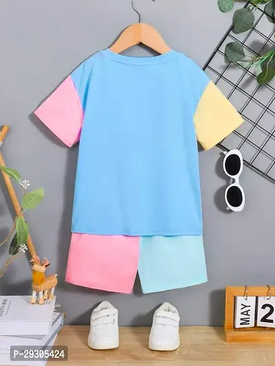 Stylish Multicoloured Cotton T-Shirts With Shorts Clothing Set For Boys-thumb2