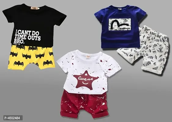 Kids Multi Colour T-Shirts and Shorts Set- Pack of 3-thumb0