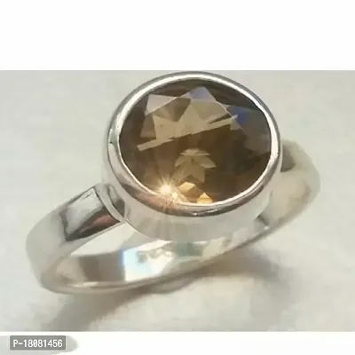 Sterling Silver Smoky Quartz Round Gemstone Ring