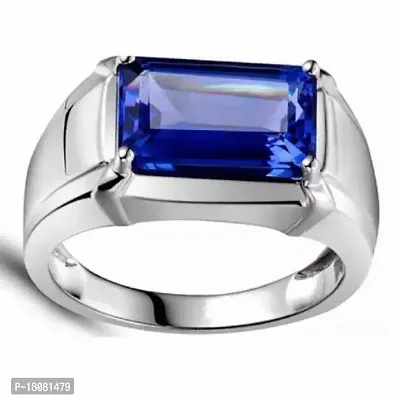 Neelam Stone Original Certified Blue Sapphire Silver Plated-thumb0