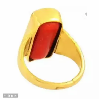 Natural Red Coralmoonga Gemstone Ring