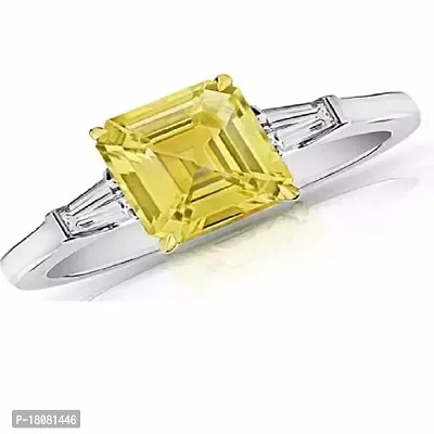 Yellow Sapphire Stone Silver Plated Ring