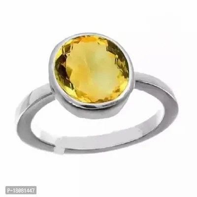 Natural Yellow Sapphire Stone Pukhraj Oval Shape Ring