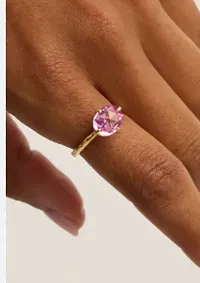 Pink Sapphire Ring With Natural Pink Sapphire Stone Stone Sapphire Gold  Plated Ring-thumb2