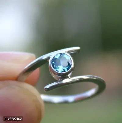 Blue Topaz Stone Panchdhatu Adjustable Ring for Men OR Women Brass Topaz Silver Plated Ring