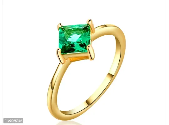 Natural Panna gold plated ring lab certified  original gemstone Emerald ring for women  men Copper Emerald Copper Plated Ring-thumb0