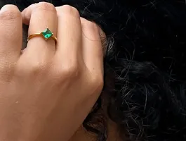 Natural Panna gold plated ring lab certified  original gemstone Emerald ring for women  men Copper Emerald Copper Plated Ring-thumb2
