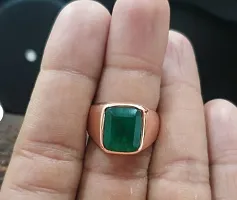 Natural Panna gold plated ring lab certified  original gemstone Emerald ring for women  men Copper Emerald Copper Plated Ring-thumb1
