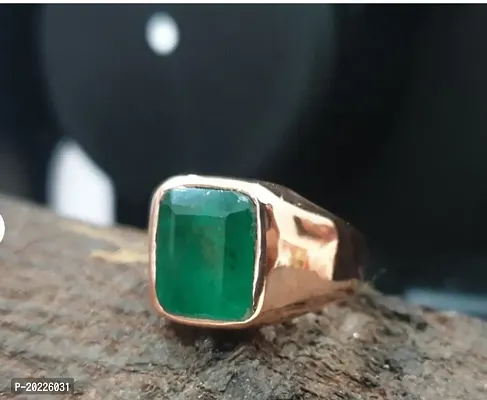 Natural Panna gold plated ring lab certified  original gemstone Emerald ring for women  men Copper Emerald Copper Plated Ring-thumb4