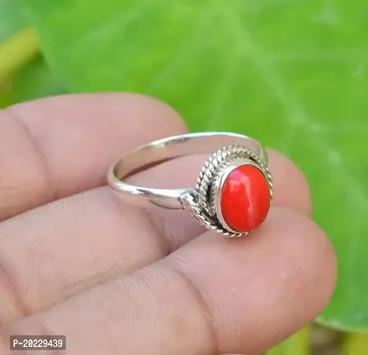 Moonga stone in silver ring hot sale