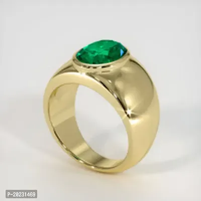 Emerald Ring With Natural Panna Stone Lab Certified Stone Emerald Gold  Plated Ring men  women
