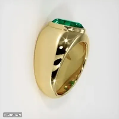 Emerald Ring With Natural Panna Stone Lab Certified Stone Emerald Gold  Plated Ring men  women-thumb3