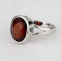 Hessonite Ring Natural Garnet/Gomed Stone Original Lab Certified  Astrological Stone Garnet Silver Plated Ring-thumb2