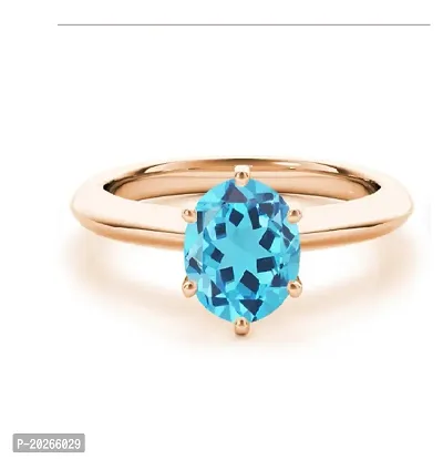 Natural Blue Topaz Gemstone Adjustable Ring Stone Origional Topaz Gold Plated Ring men  women-thumb0