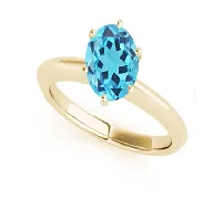 Natural Blue Topaz Gemstone Adjustable Ring Stone Origional Topaz Gold Plated Ring men  women-thumb2