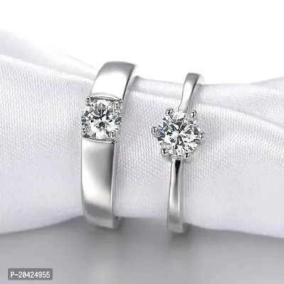 Diamond Ring Natural American Diamond Stone Couple Ring's Stone Diamond Silver Plated Ring