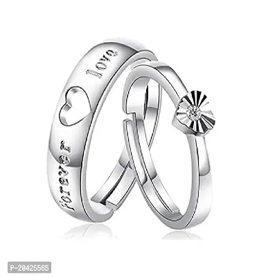 Stylish Adjustable Rings with Artistic Design Couple Ring for Men  Women Stainless Steel, Brass, Stone, Metal, Copper Cubic Zirconia, Crystal, Diamond Rhodium, Silver, Titanium Plated Ring Set