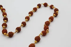 Rudraksha Mala with Golden Collection for Unisex Wood Chain Brass Chain.-thumb1