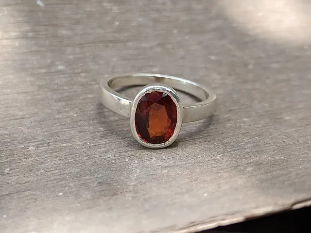 Large Natural Garnet Ring, Sterling Silver Cocktail Ring, Red Garnet Ring, Statement Ring, Silver Plated Ring