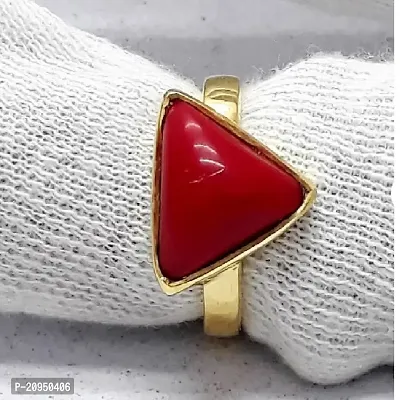 Red coral ring natural  original stone moonga Gold Plated ring Sterling Gold Coral Silver Plated Ring-thumb0