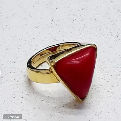 Red coral ring natural  original stone moonga Gold Plated ring Sterling Gold Coral Silver Plated Ring-thumb3