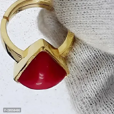 Red coral ring natural  original stone moonga Gold Plated ring Sterling Gold Coral Silver Plated Ring-thumb4