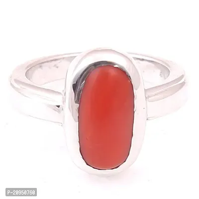 Red Coral Gemstone Silver Plated Design Fashion Ring Jewelry, Handmade Rings For Gift To Love