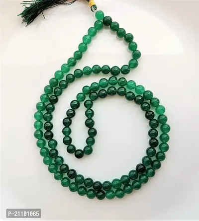 Emerald Mala / Beads With Natural Panna Stone Astrological  Lab Certifiied Emerald Stone-thumb0