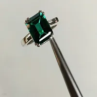 Emerald Panna Original Natural Brass Emerald Silver Plated Ring  for men  women-thumb1