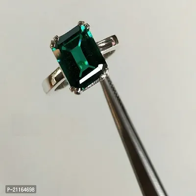 Emerald Panna Original Natural Brass Emerald Silver Plated Ring  for men  women-thumb2