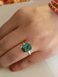 Emerald Panna Original Natural Brass Emerald Silver Plated Ring  for men  women-thumb2
