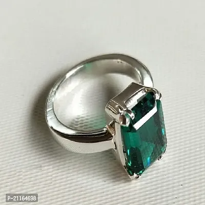 Emerald Panna Original Natural Brass Emerald Silver Plated Ring  for men  women-thumb4