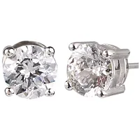 Single Stone Silver Diamond Silver Piercing Stud Earrings For Men  Women  Metal Earring Set-thumb1