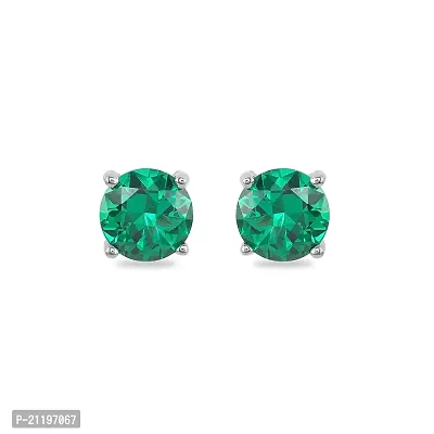 Natural Stone emerald silver plated stud earrings Bronze Stud Earring.-thumb0