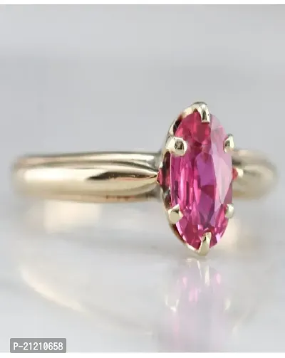 Natural Gold Plated Pink Ruby Stone Ring for Mens  Women Stone Ruby Gold Plated Ring.-thumb0