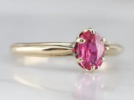 Natural Gold Plated Pink Ruby Stone Ring for Mens  Women Stone Ruby Gold Plated Ring.-thumb1