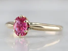 Natural Gold Plated Pink Ruby Stone Ring for Mens  Women Stone Ruby Gold Plated Ring.-thumb2