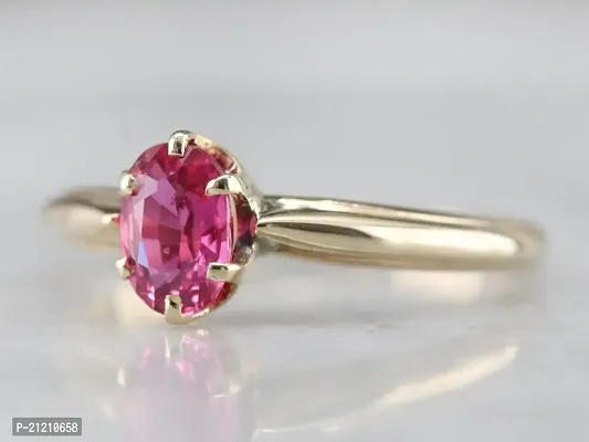 Natural Gold Plated Pink Ruby Stone Ring for Mens  Women Stone Ruby Gold Plated Ring.-thumb3